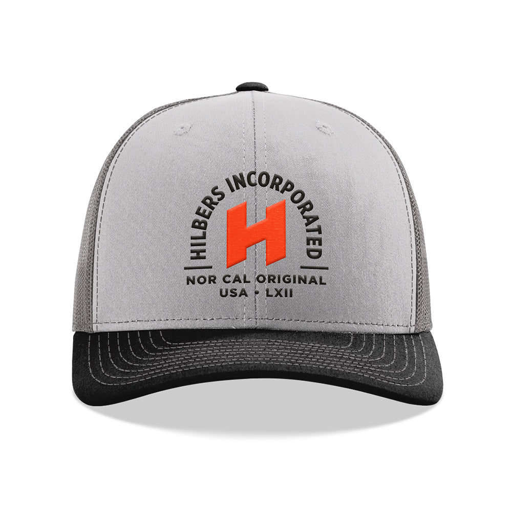 Hilbers Nor Cal Original Embroidered Grey/Charcoal/Black Trucker Hat - OSFM - 112