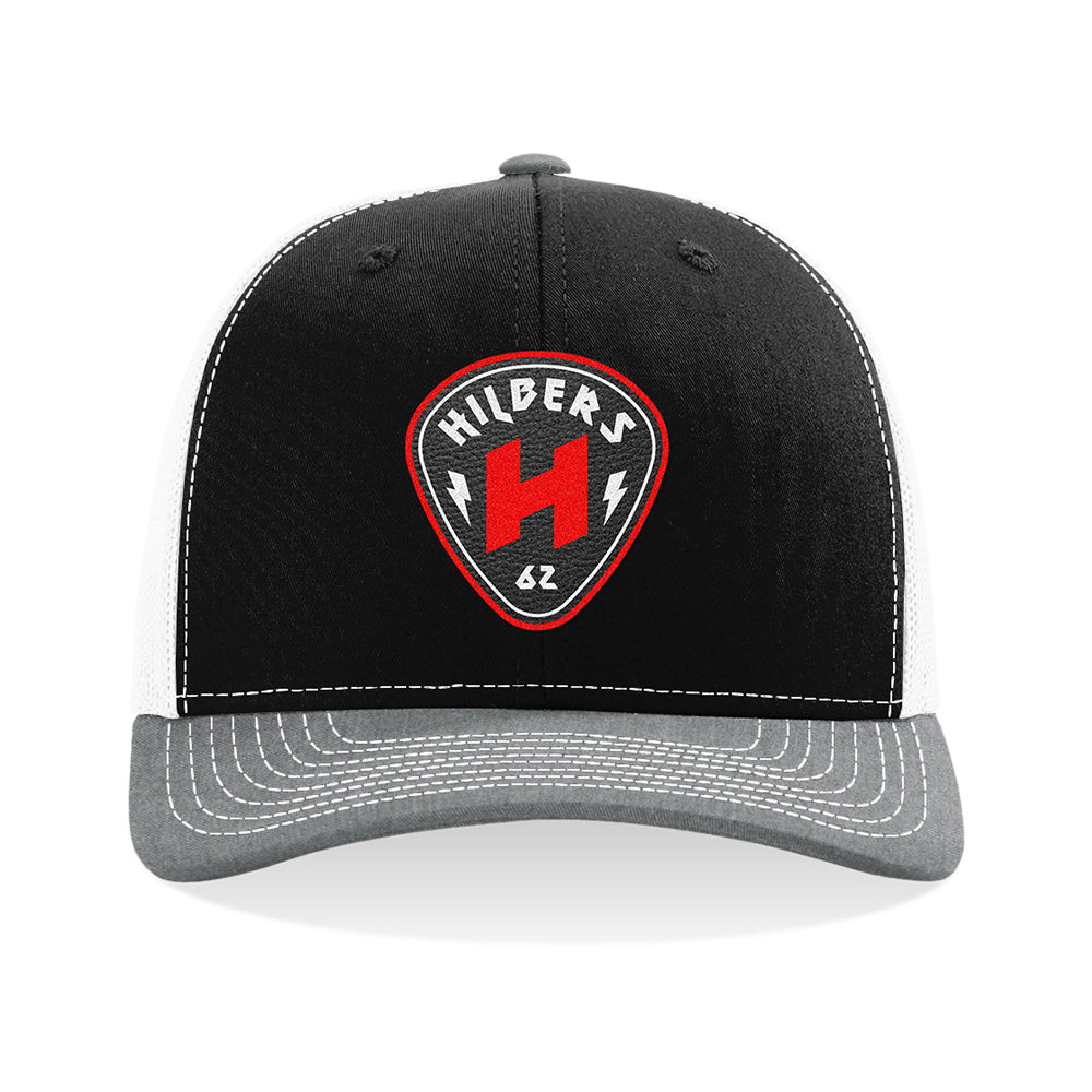 Hilbers Guitar Pick Patch Black/White/Heather Grey  Trucker Hat - OSFM - 112