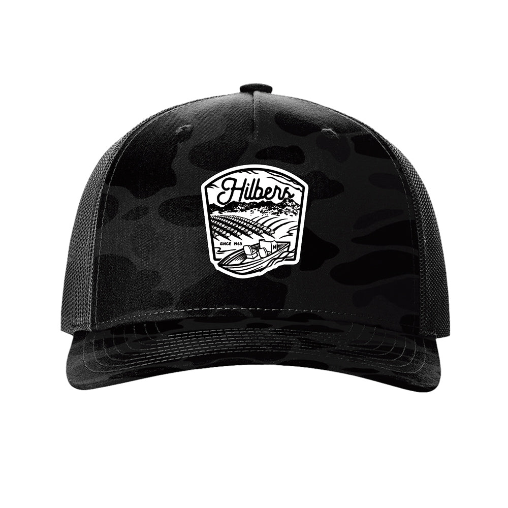 Hilbers Boat Patch Admiral Duck Camo/Black Trucker Hat - OSFM - 112PFP