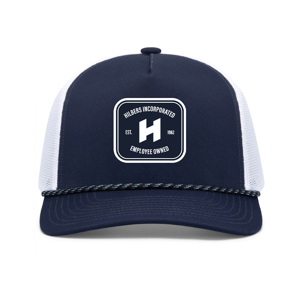 Hilbers EO Square Patch Navy/White Rope Trucker Hat - OSFM - 112FPR