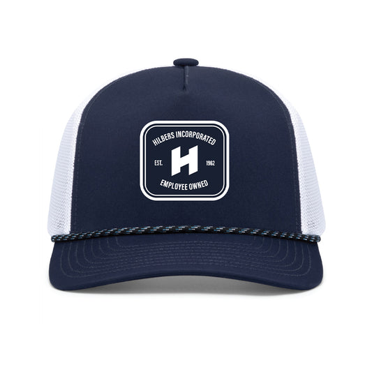 Hilbers EO Square Patch Navy/White Rope Trucker Hat - OSFM - 112FPR