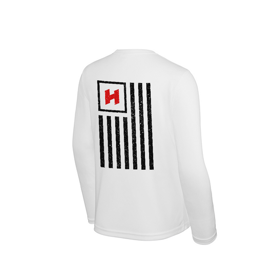 Hilbers Nation Red/Black Youth White UPF Long Sleeve Shirt - YST350LS
