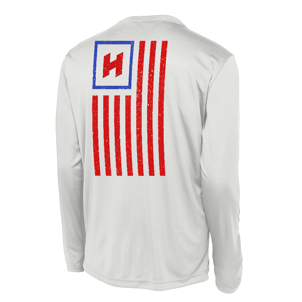 Hilbers Nation Red/Blue White UPF Long Sleeve Shirt - ST350LS