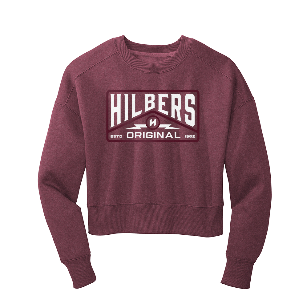 Hilbers Lightning Women's Heathered Logan Berry Cropped Crew Sweatshirt - DT1105