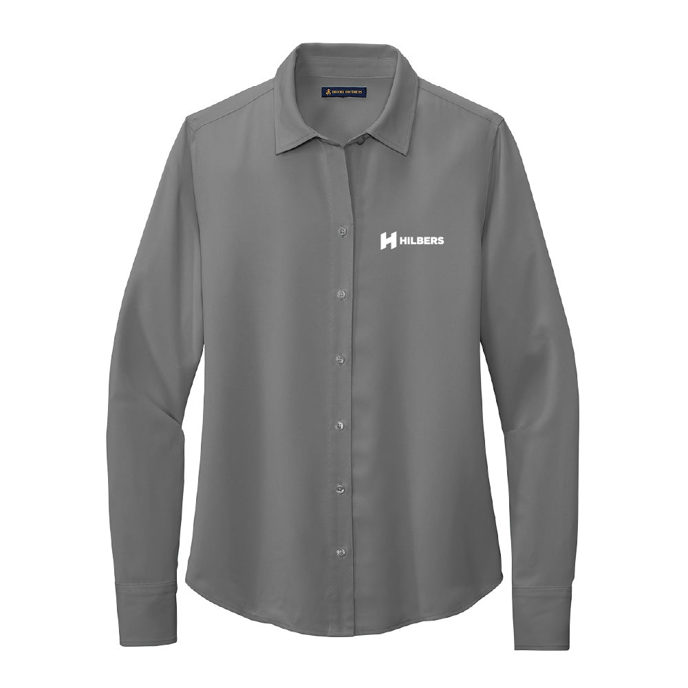 Hilbers Embroidered Logo Brooks Brothers® Women’s Full-Button Satin Blouse