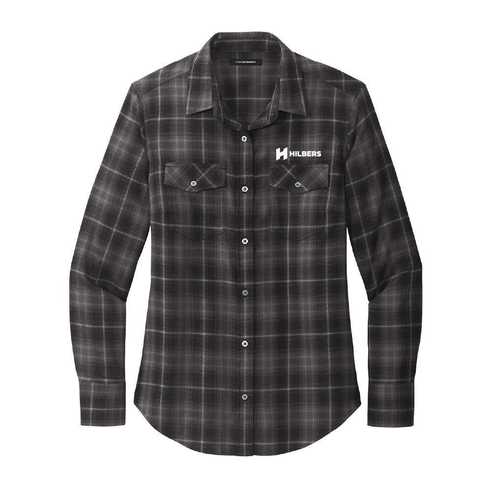 Hilbers Logo Women's Port Authority® Long Sleeve Ombre Plaid Shirt