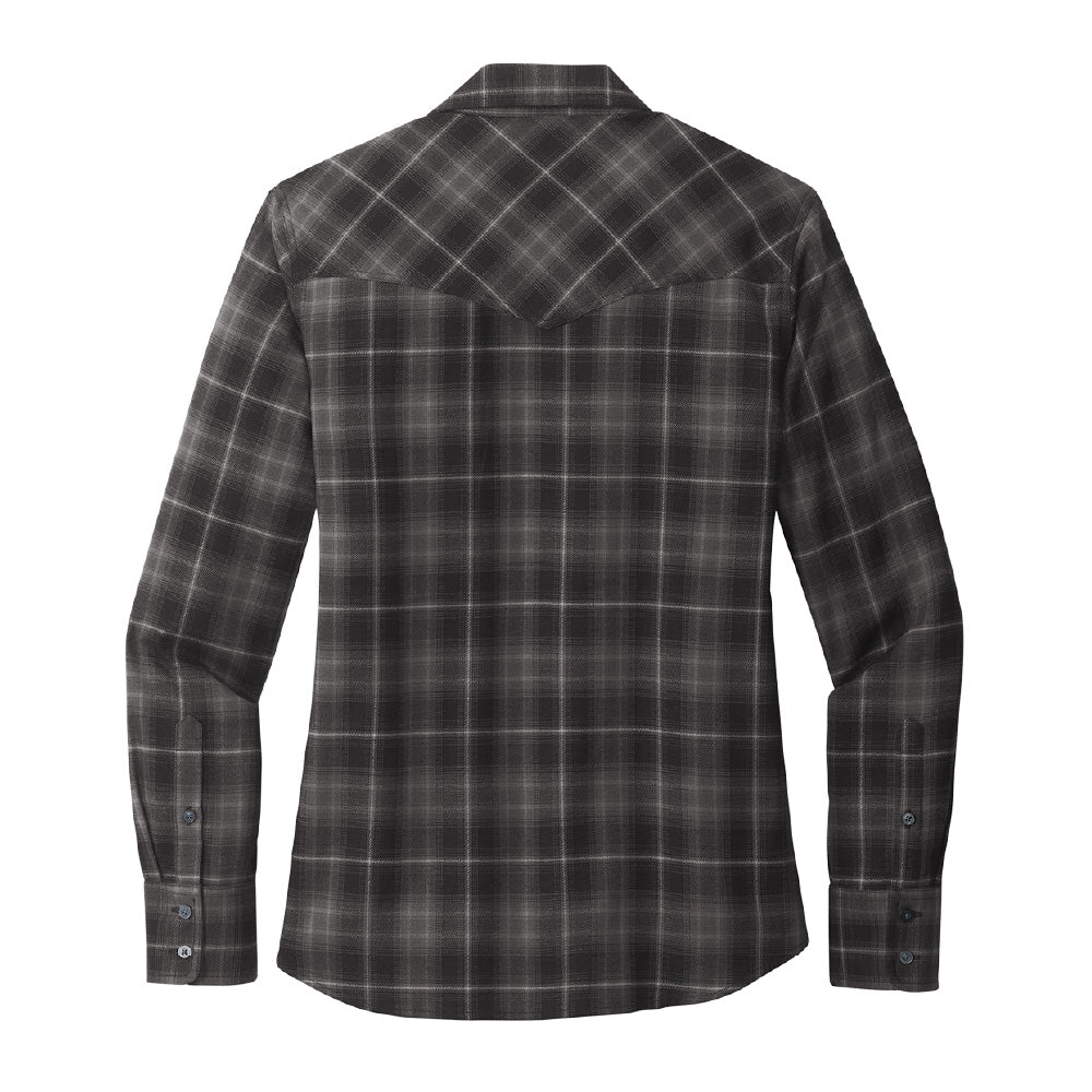 Hilbers Logo Women's Port Authority® Long Sleeve Ombre Plaid Shirt