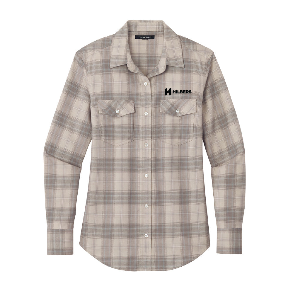 Hilbers Logo Women's Port Authority® Long Sleeve Ombre Plaid Shirt