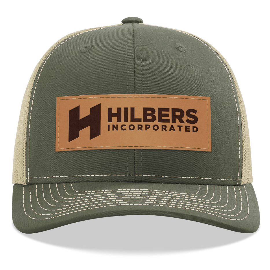 Hilbers Leather Patch Loden/Khaki Trucker Hat - OSFM - 112