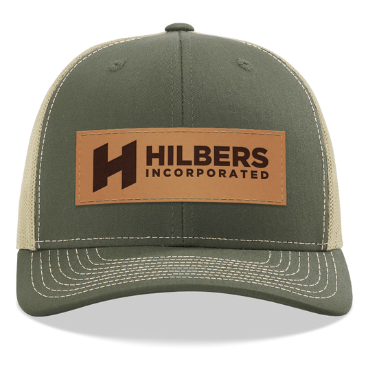 Hilbers Leather Patch Loden/Khaki Trucker Hat - OSFM - 112